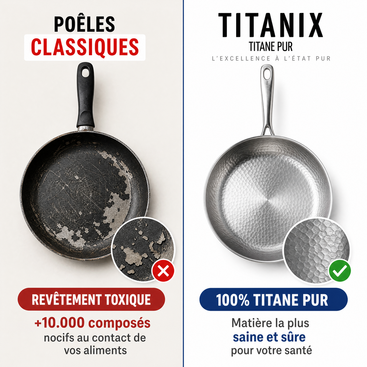 Poêle 100% Titane Pur Pour Une Cuisine Sans Toxines