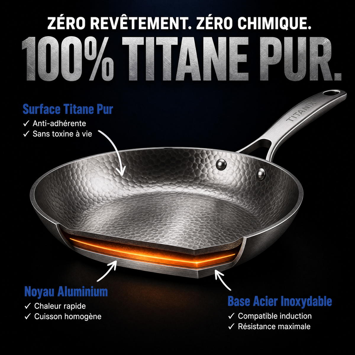 Poêle 100% Titane Pur Pour Une Cuisine Sans Toxines